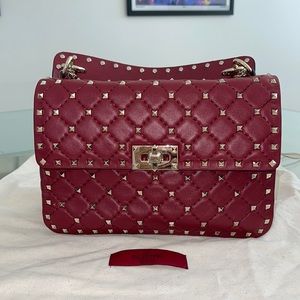 Valentino Rockstud Spike Flap Bag Quilted Leather Medium
